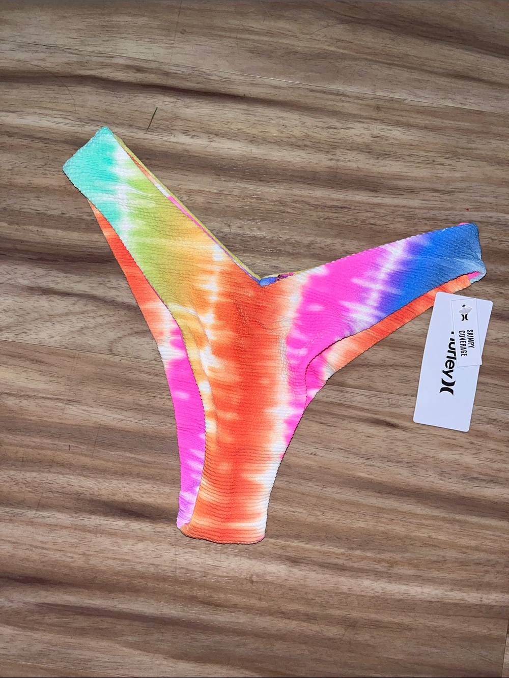 Hurley Neon Tie-Dye Ribbed Bikini Bottom - Rainbow